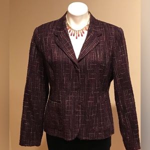 Sag Harbor Vintage Tweed Polyblend Purple Fully Lined & Pocket Jacket SZ LP